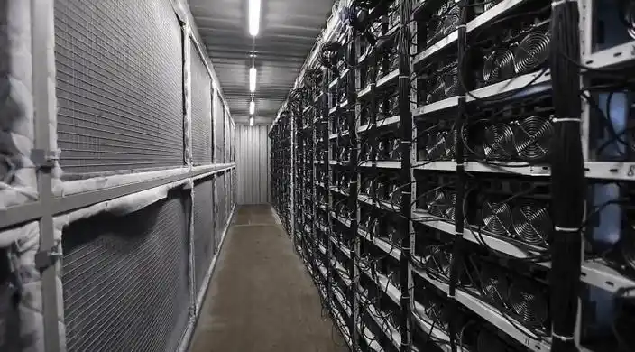 A bustling mining farm in Mexico, showcasing the organized setup for efficient crypto mining operations