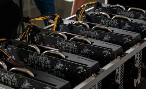 An array of powerful mining rigs working in unison.